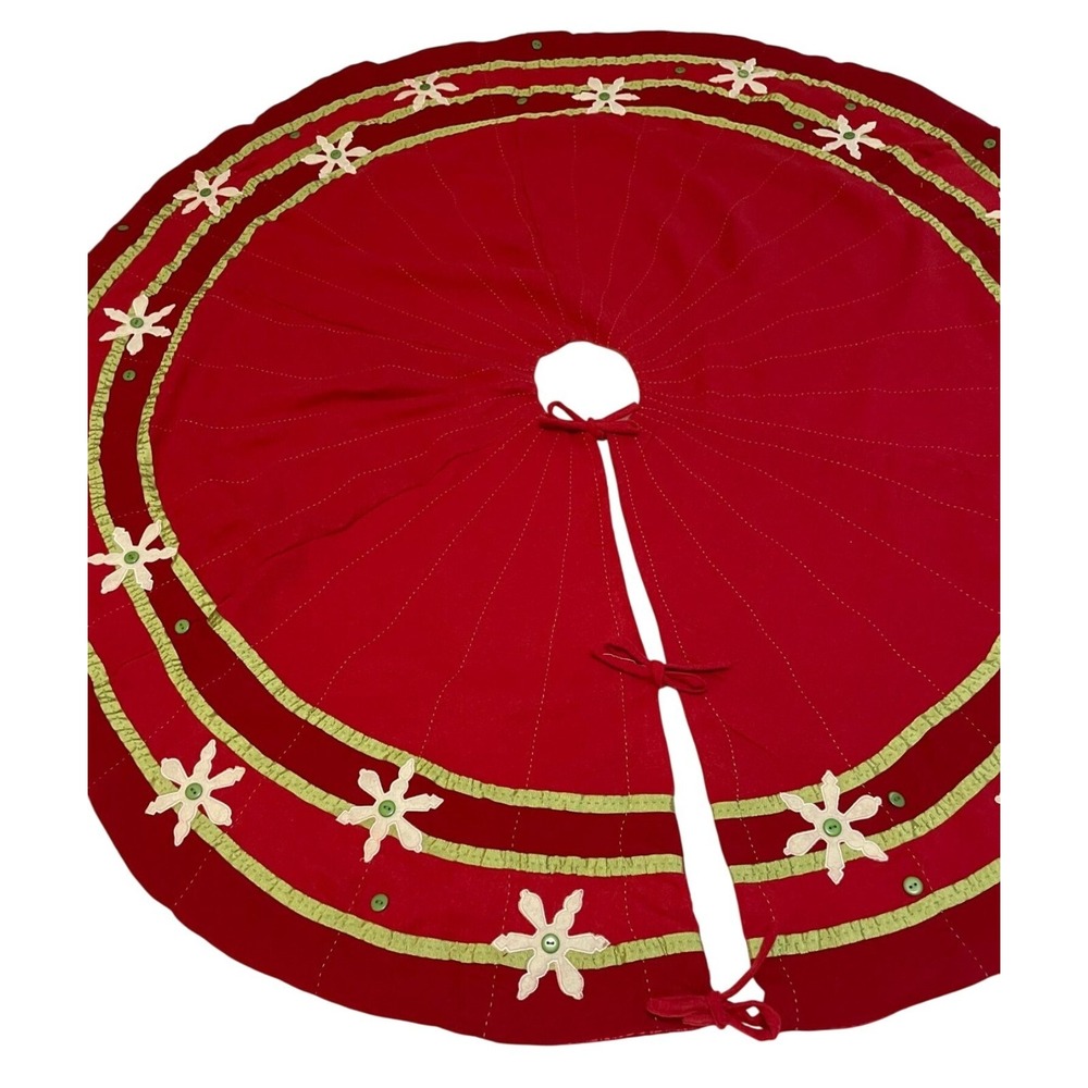 Vintage Retro Christmas Tree Skirt Red 54"